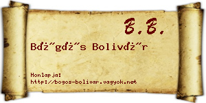Bögös Bolivár névjegykártya